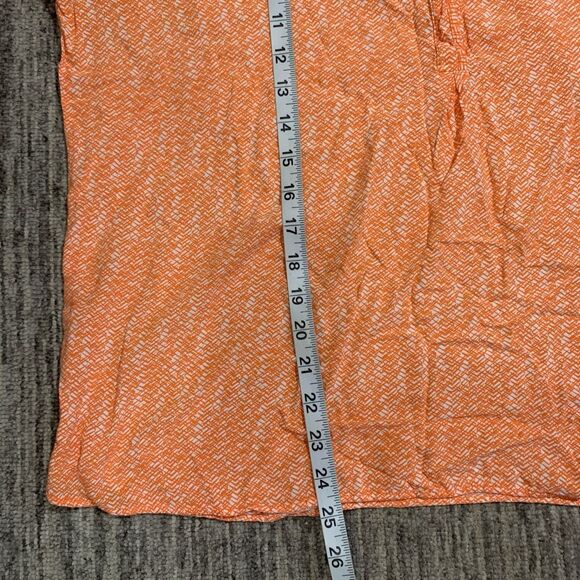 Stylus Women's XL‎ Orange White 3/4 Sleeve Blouse Top Casual V Neck Lightweight - Picture 4 of 5